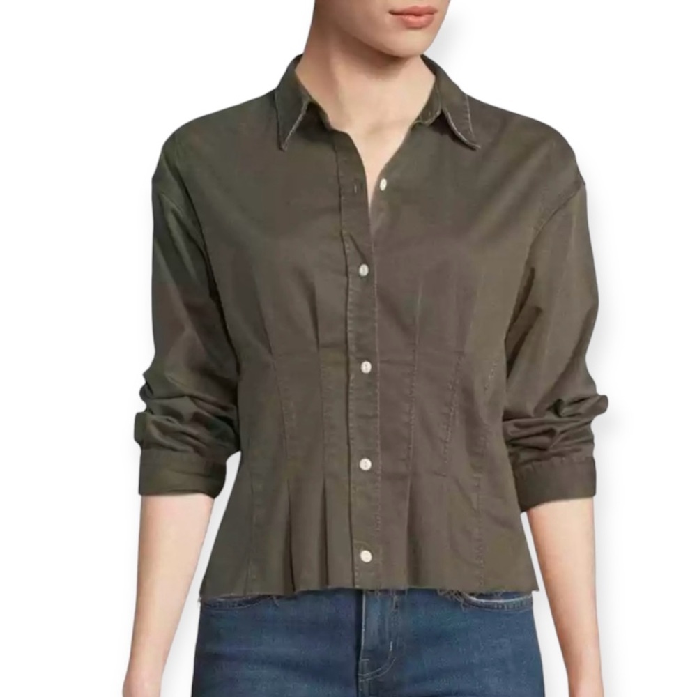 Current Elliott Size 1 The Tella Button Front Shirt Army Green